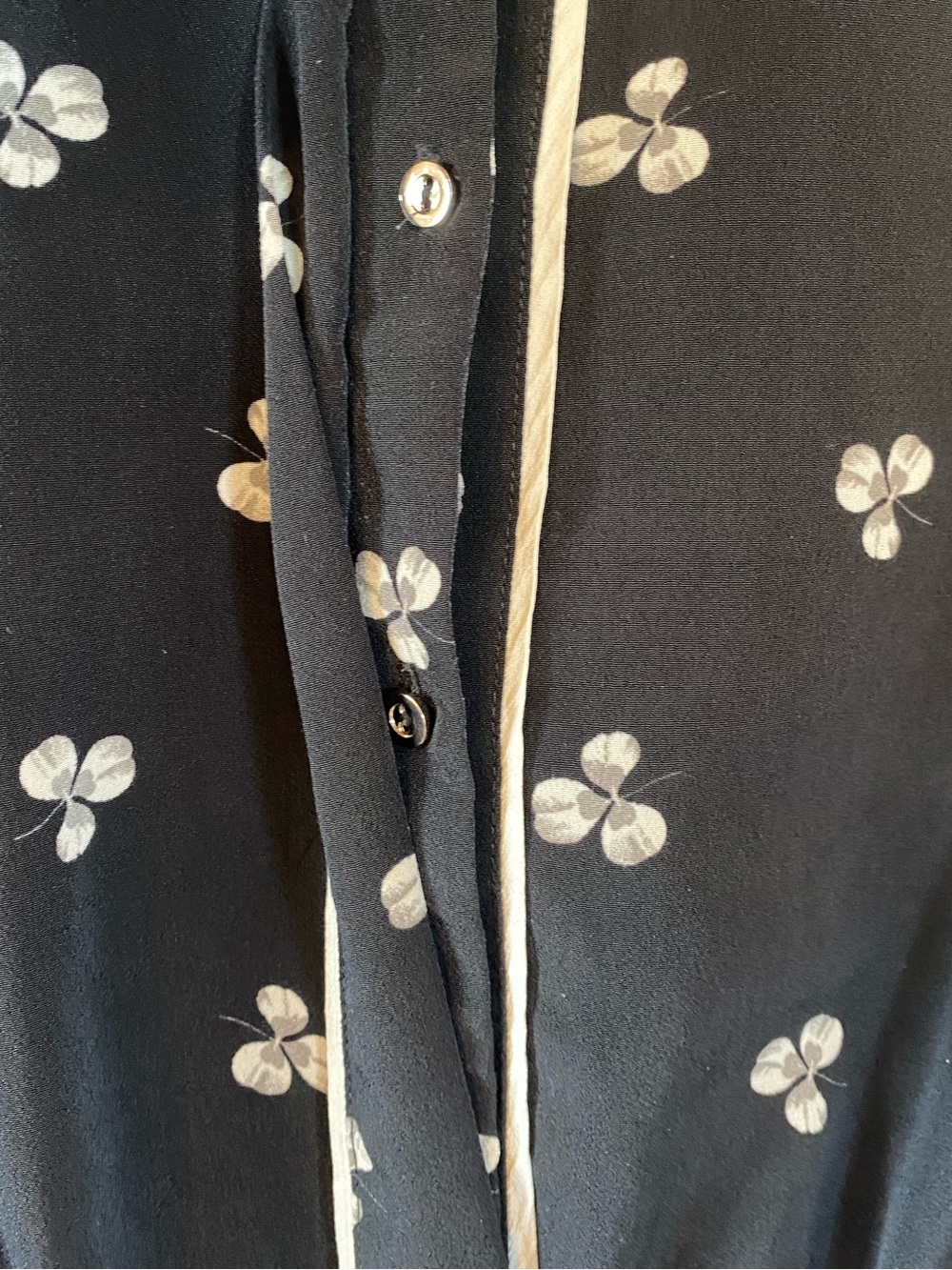 Whistles Women’s Silk Trim Black Romper w/Whimsical Cream Floral Design size 4 - Picture 4 of 8